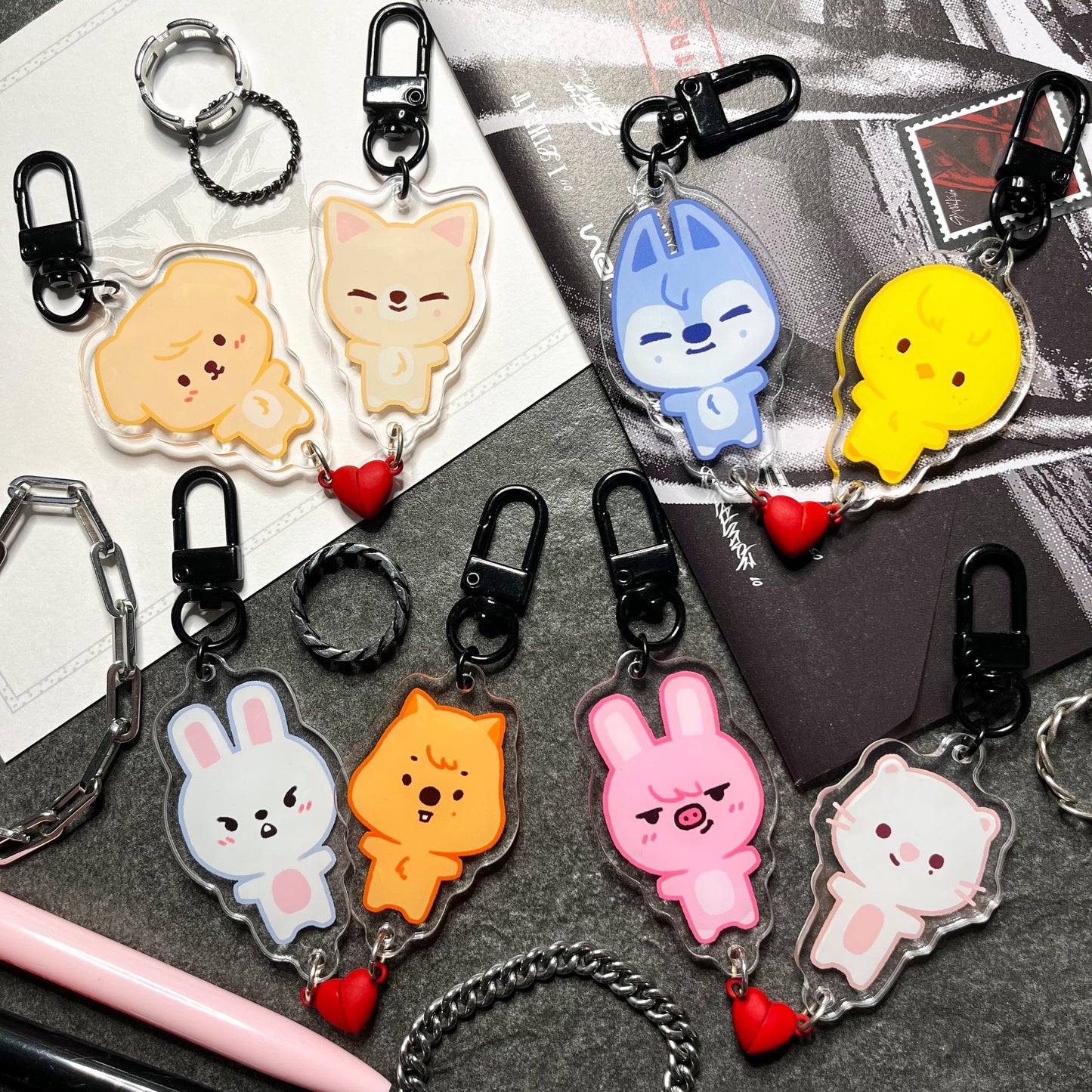 Stray Kids Skzoo Magnetic Heart Charms