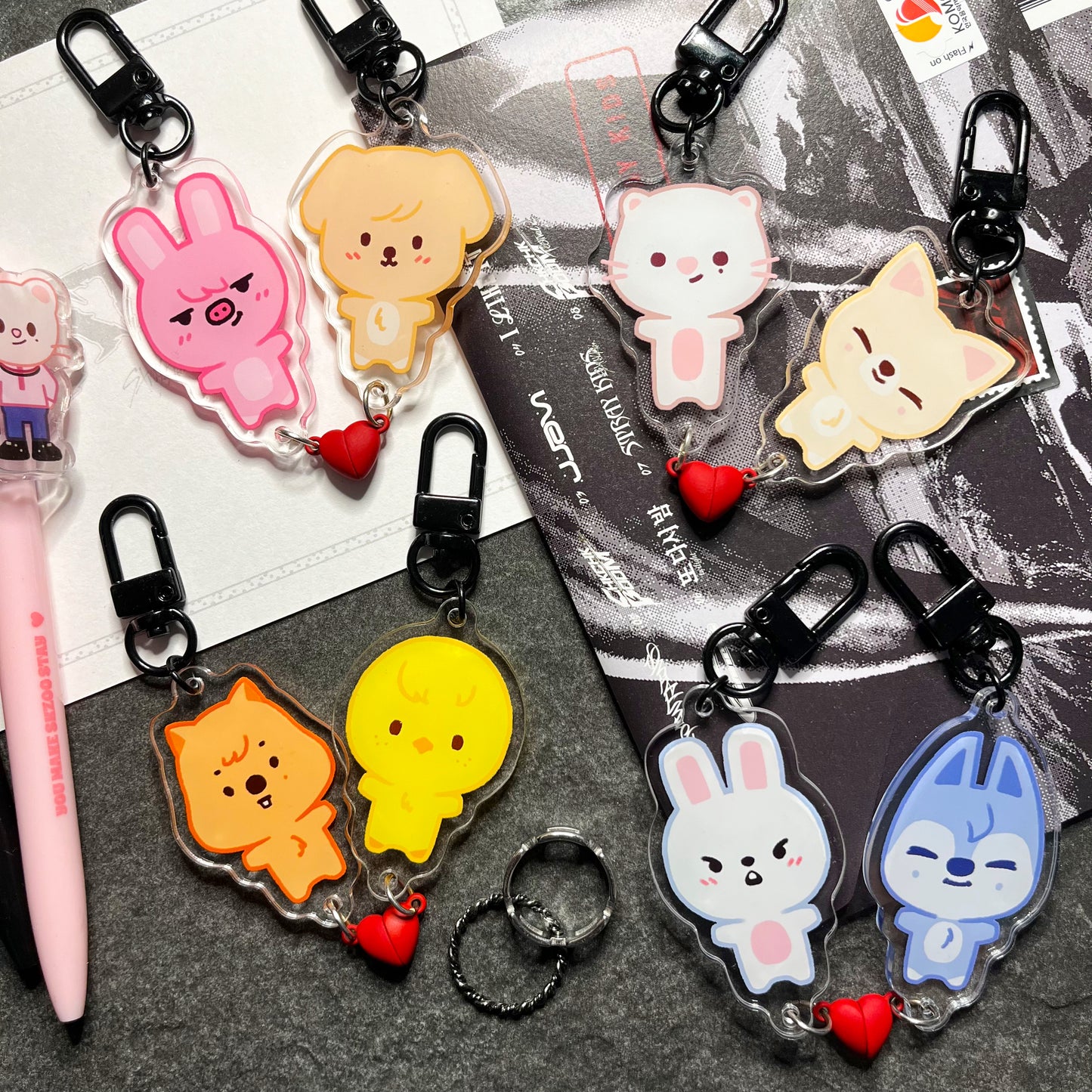 Stray Kids Skzoo Magnetic Heart Charms