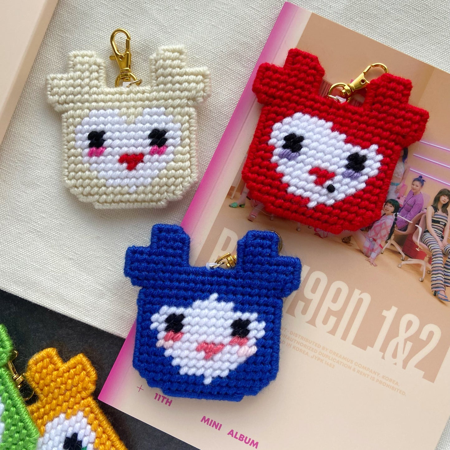 Twice Lovelys Cross Stitch Keychain